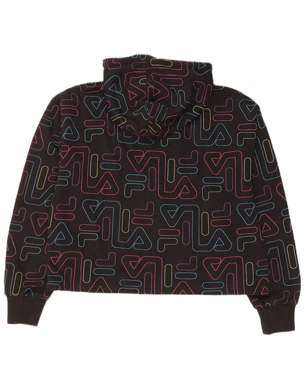 Женский укороченный джемпер с капюшоном FILA UK 14, хлопок среднего размера, черный