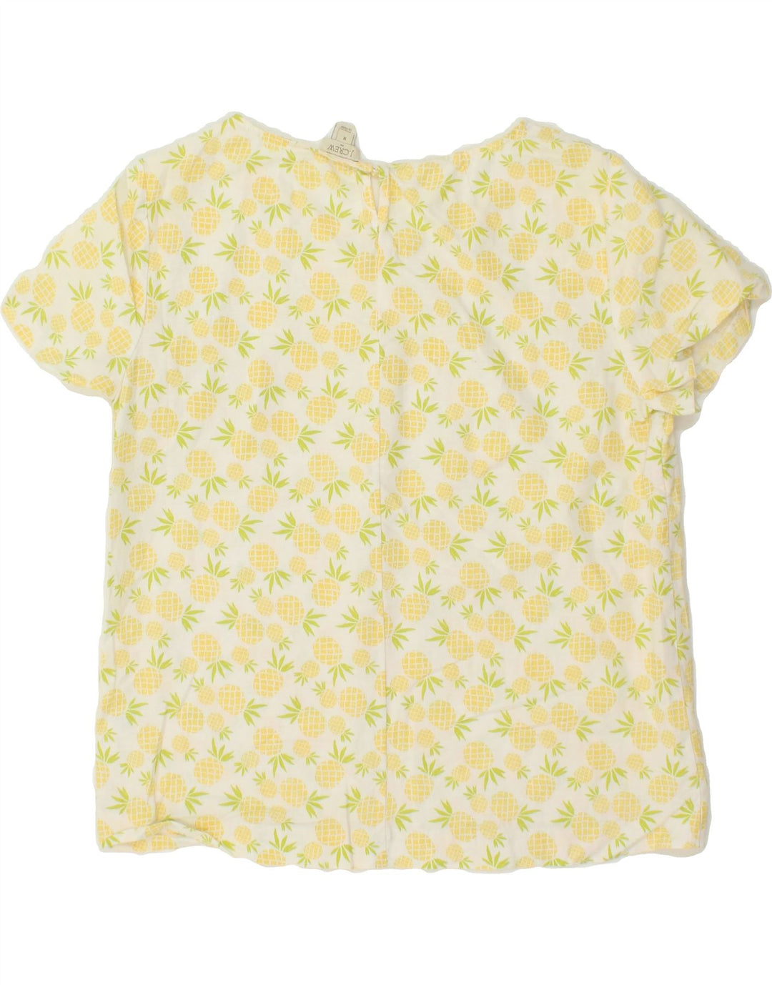 J. CREW Womens Abstract Pattern Blouse Top UK 14 Medium Yellow Linen Vintage J. Crew and Second-Hand J. Crew from Messina Hembry 
