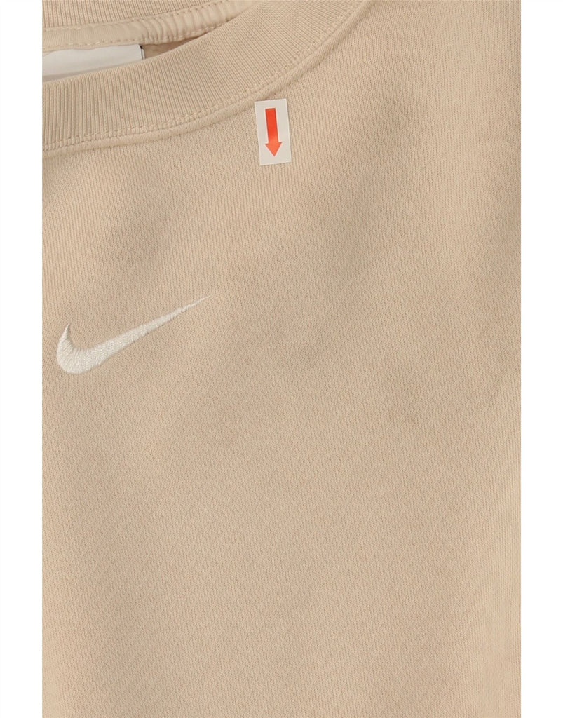NIKE Womens Oversized Sweatshirt Jumper UK 10 Small Beige Cotton Vintage Nike and Second-Hand Nike from Messina Hembry 