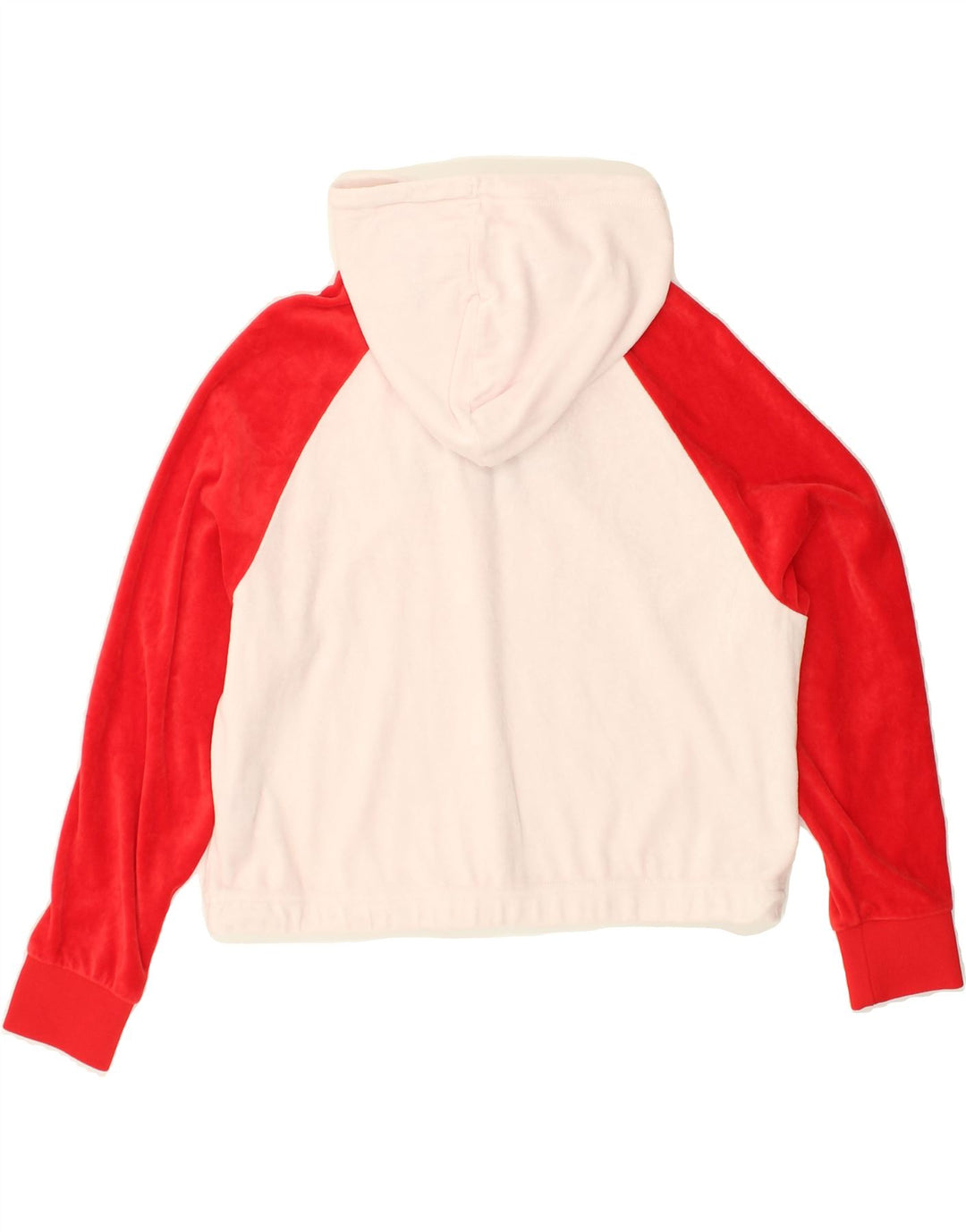 FILA Womens Crop Graphic Hoodie Jumper UK 10 Small Red Colourblock Cotton | Vintage Fila | Thrift | Second-Hand Fila | Used Clothing | Messina Hembry 