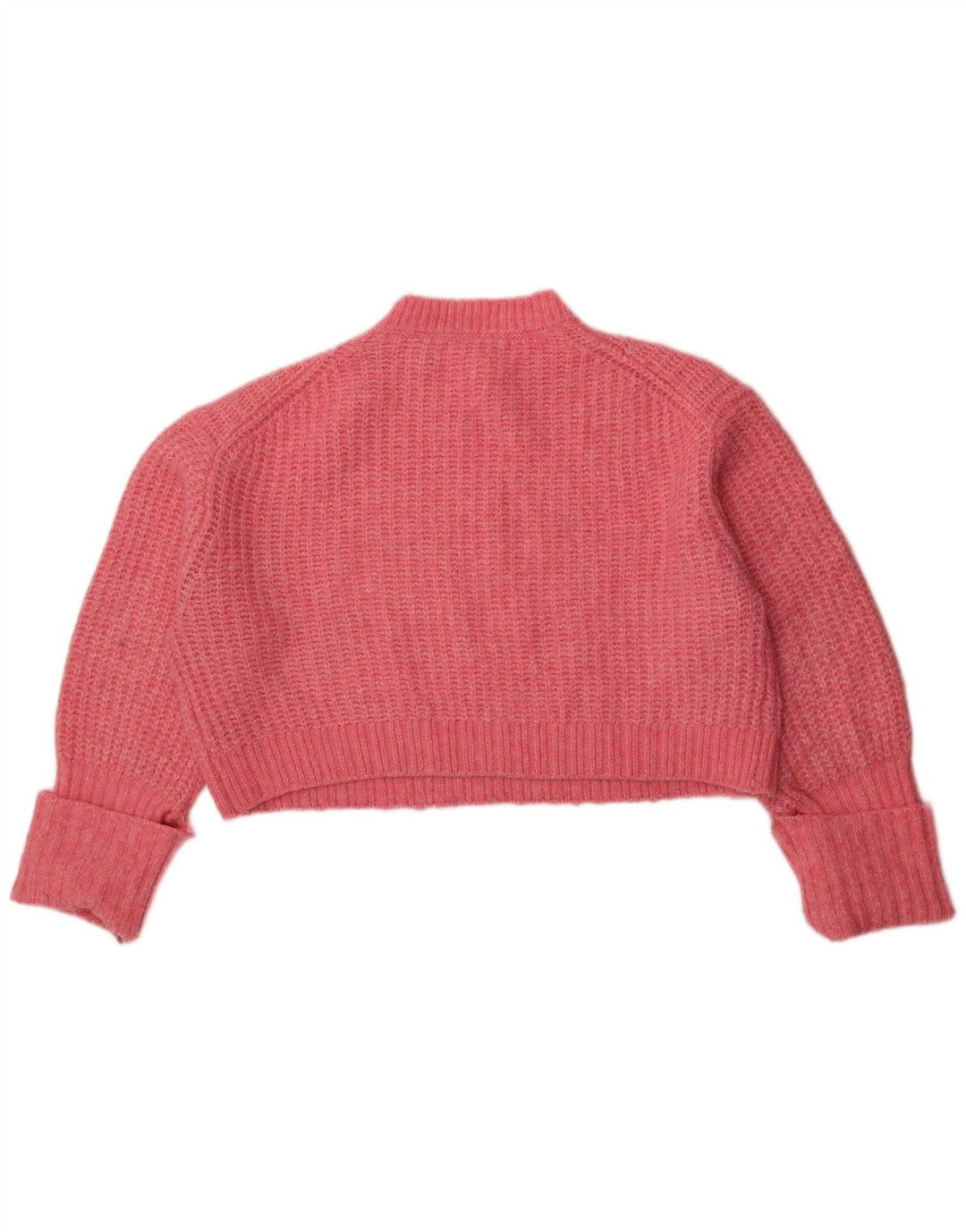 Zara Женский укороченный свободный джемпер с круглым вырезом, Великобритания 14, средний розовый