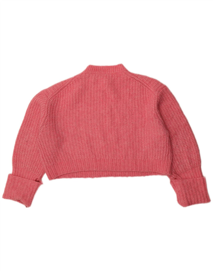 Zara Женский укороченный свободный джемпер с круглым вырезом, Великобритания 14, средний розовый
