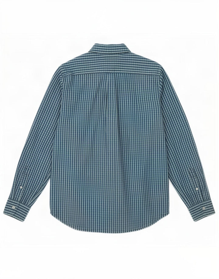 Мужская рубашка Dockers, большая синяя хлопковая клетка в мелкую клетку