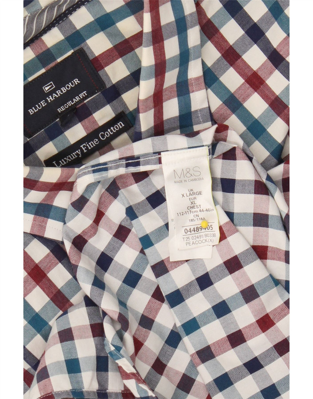 Мужская синяя рубашка Harbour Marks & Spencer XL в разноцветную клетку