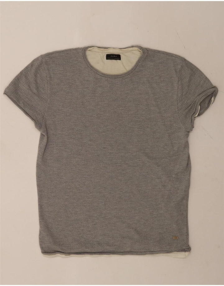 Мужская футболка Zara Top XL серая с цветными блоками