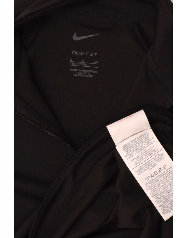 Пуловер с воротником на молнии для девочек Nike Dri Fit, спортивный костюм, маленький размер, черный, 8–9 лет