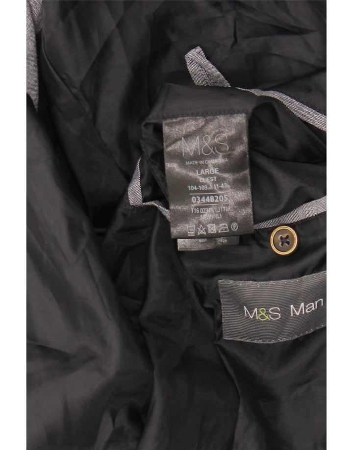 Мужская куртка-бомбер Marks & Spencer UK 40, большая темно-синяя, полиэстер