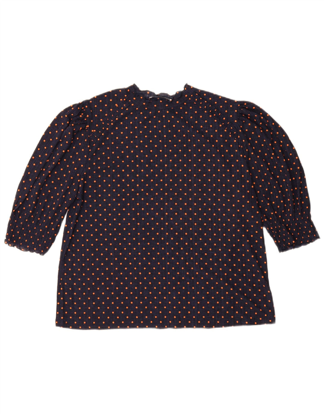 Женская блузка Zara Top UK 14, средний темно-синий в горошек