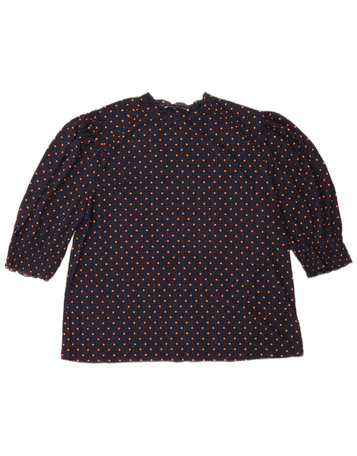 Женская блузка Zara Top UK 14, средний темно-синий в горошек