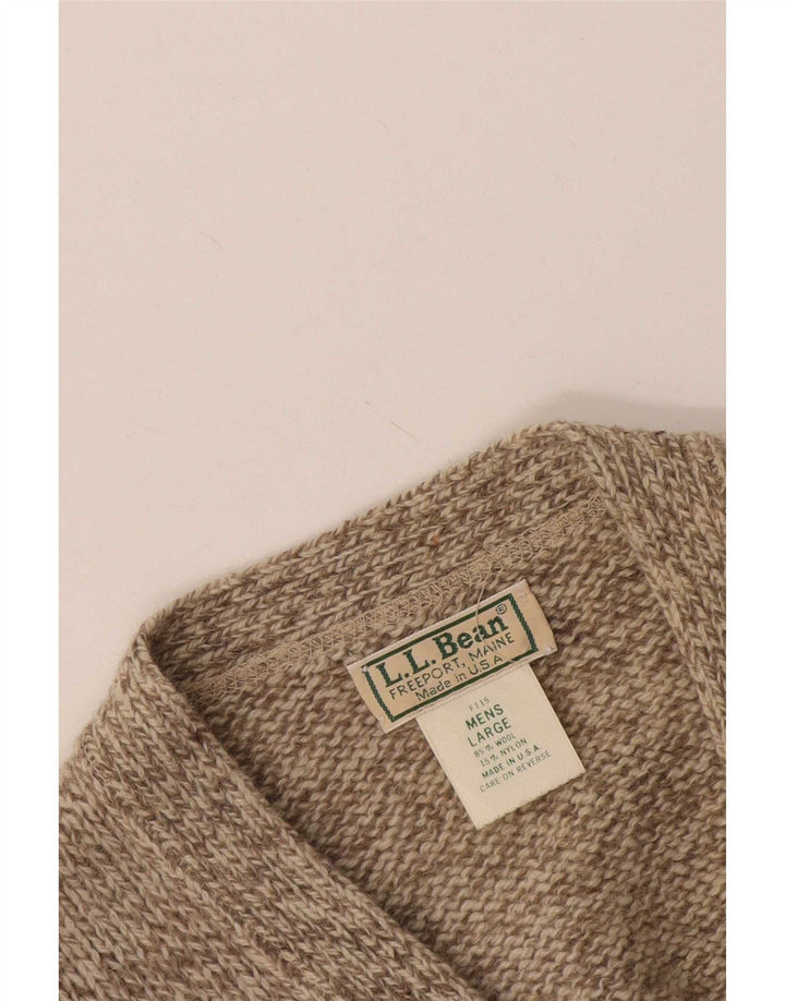 Мужской кардиган L.L.Bean, большой бежевый шерстяной свитер в крапинку