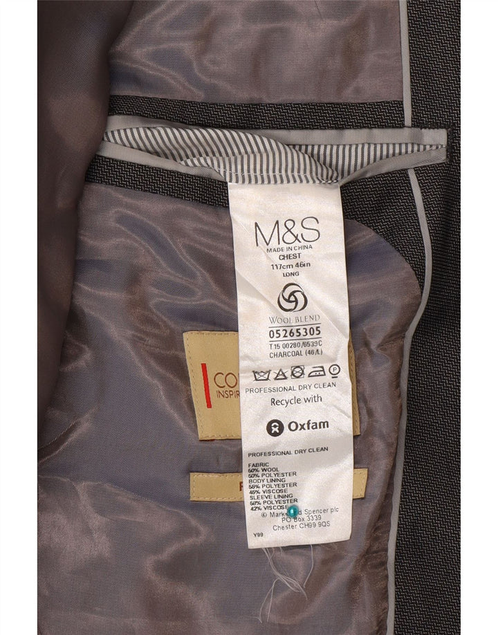 Мужской пиджак Marks & Spencer на 2 пуговицах, Великобритания, 46 XL, серый, шерстяной