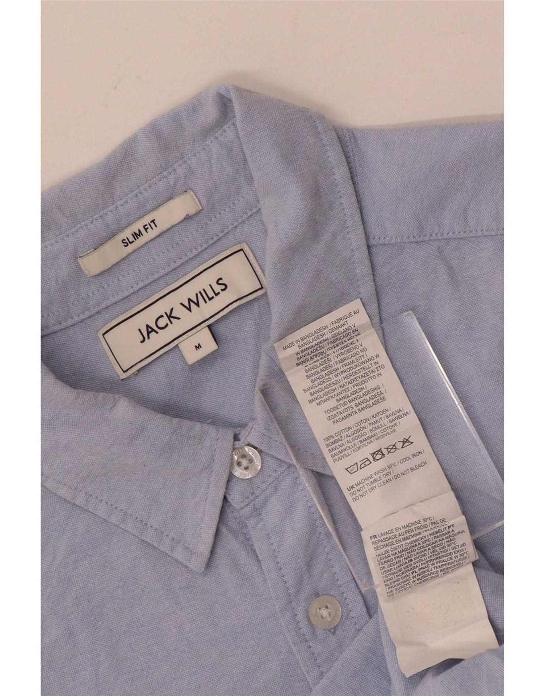 Jack Wills Мужская рубашка приталенного кроя с короткими рукавами, средний синий хлопок