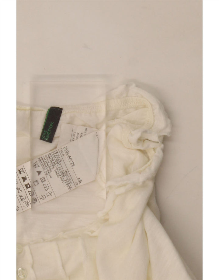 BENETTON Womens Crop Strapless Top UK 4 XS White Cotton Vintage Benetton and Second-Hand Benetton from Messina Hembry 