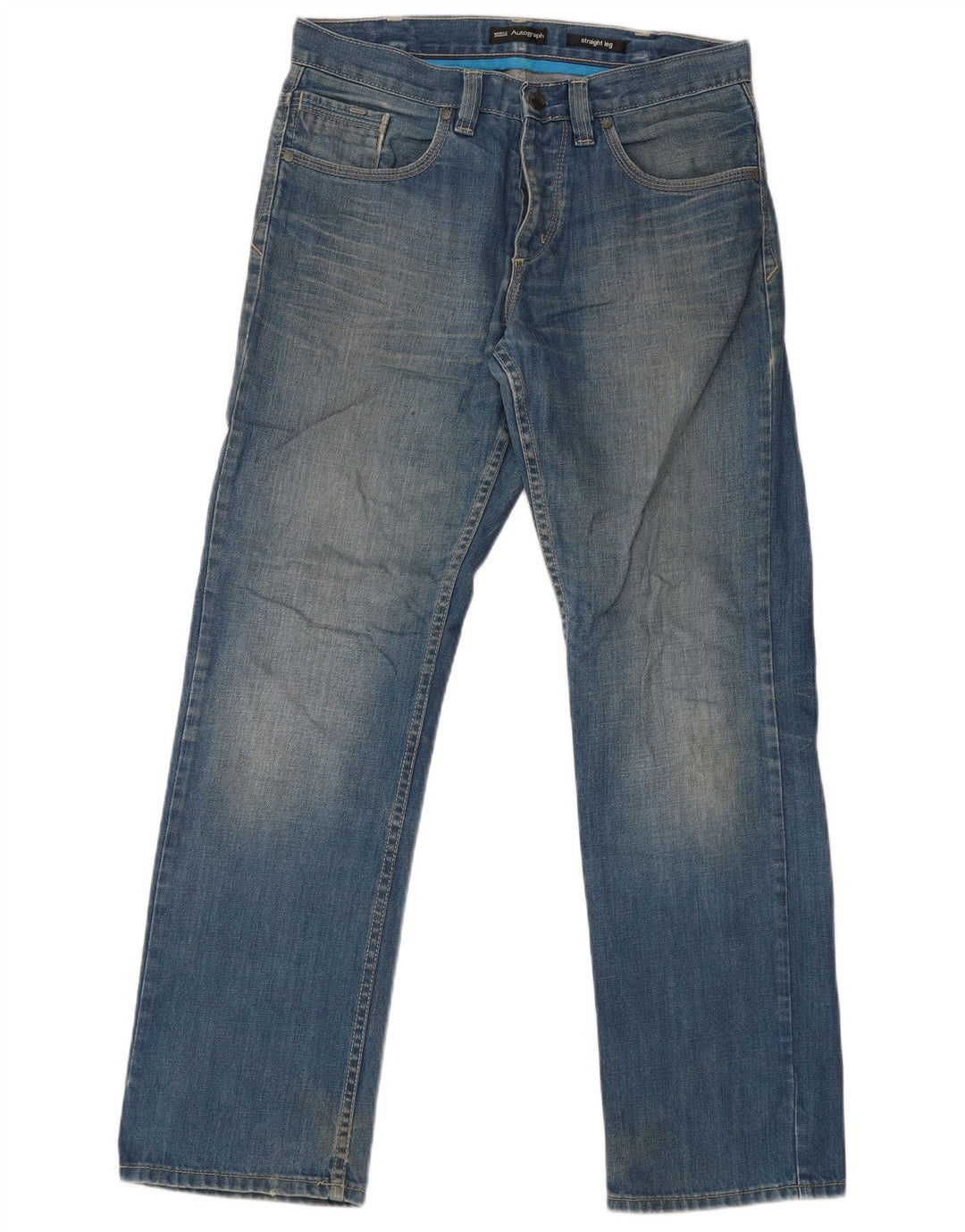 Мужские прямые джинсы Marks & Spencer с автографом W32 L31 синие, хлопок