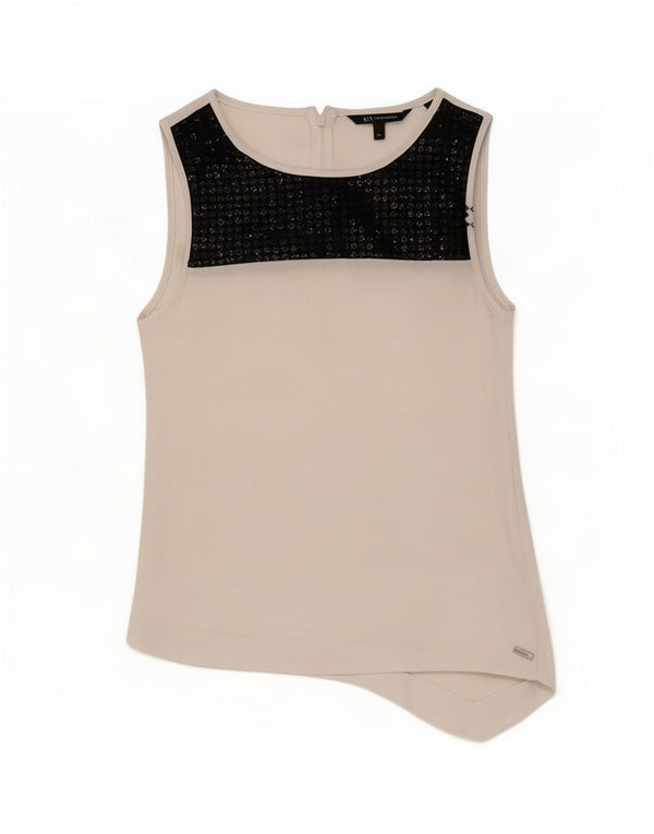 Женская блузка без рукавов Armani Exchange Top UK 6 XS Белая цветных блоков