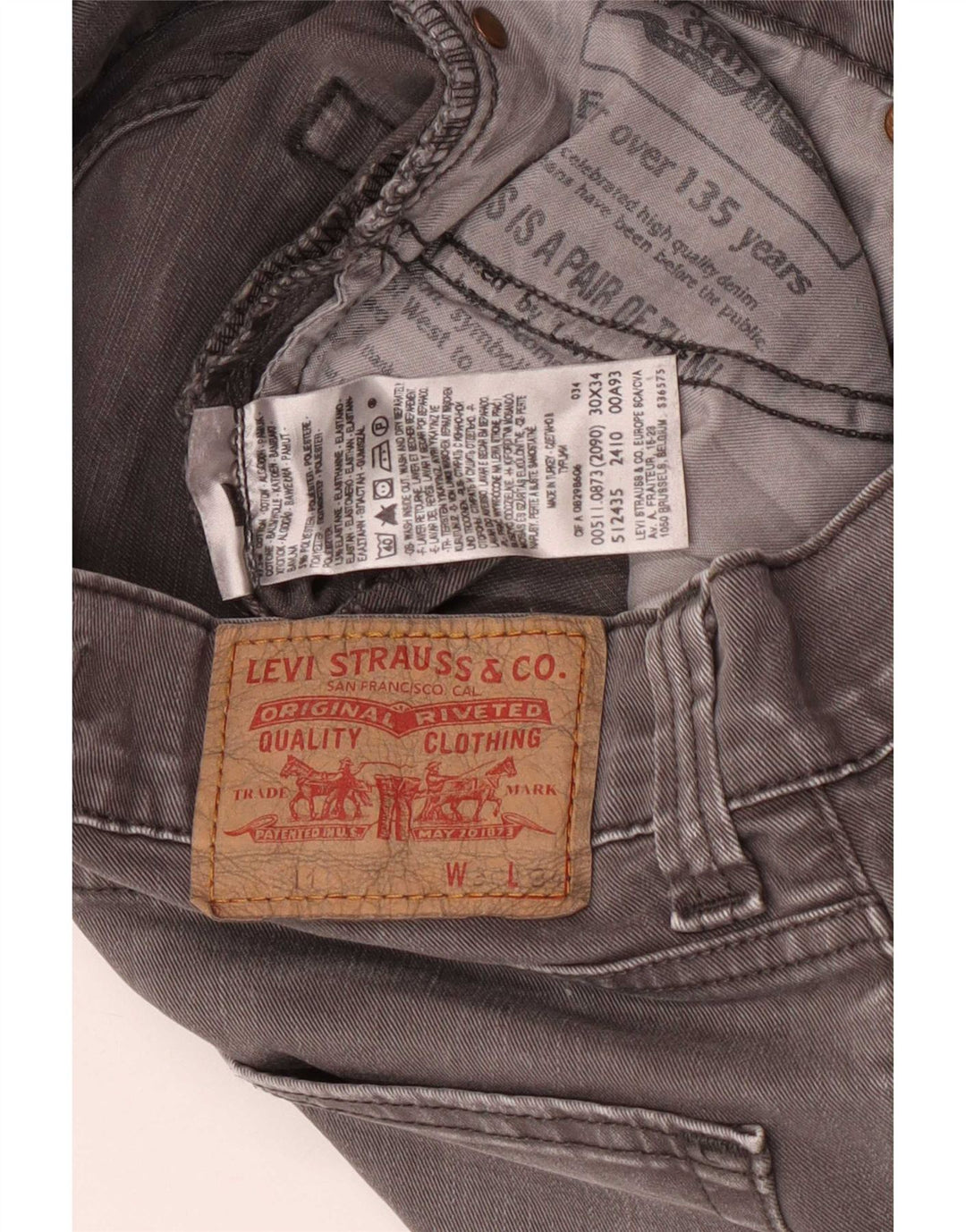 Женские узкие джинсы Levi's 511 W30 L34 Серые хлопковые