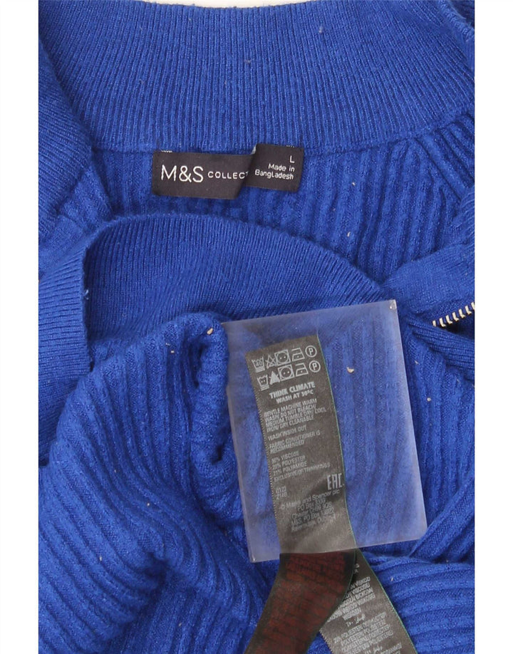 Женский джемпер с воротником на молнии Marks & Spencer UK 16, большой синий вискоза