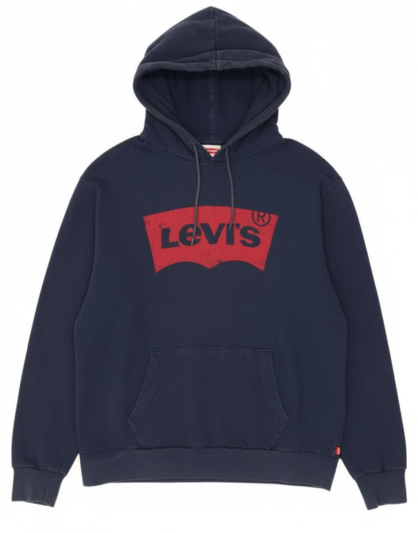Женский свободный джемпер с капюшоном Levi's, размер UK 16, темно-синий, хлопок, большой размер