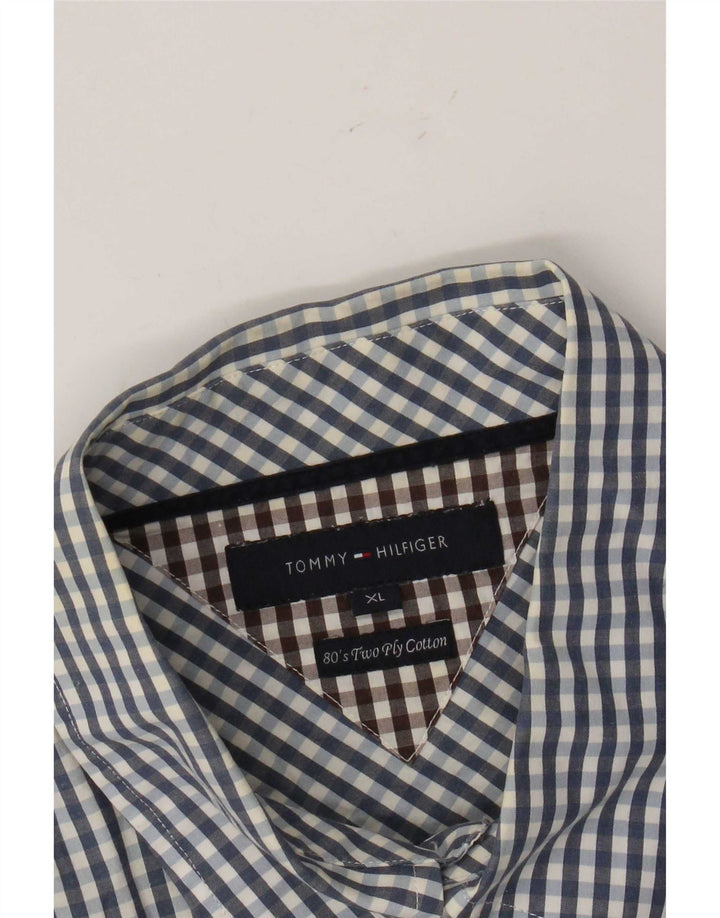 Мужская рубашка Tommy Hilfiger XL, синяя, хлопок в мелкую клетку