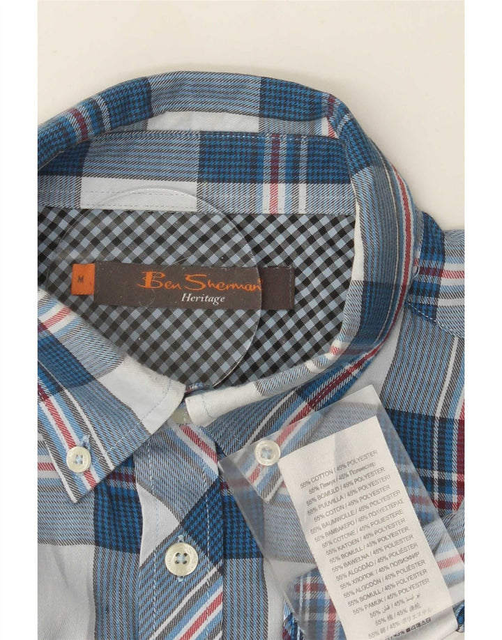 Мужская рубашка Ben Sherman, хлопковая синяя клетка среднего размера
