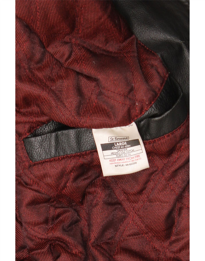 Мужская кожаная куртка St. Bernard UK 40, большая черная кожаная