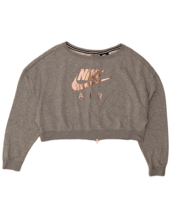 Женский укороченный свитшот большого размера с графикой Nike UK 16, большой серый цвет