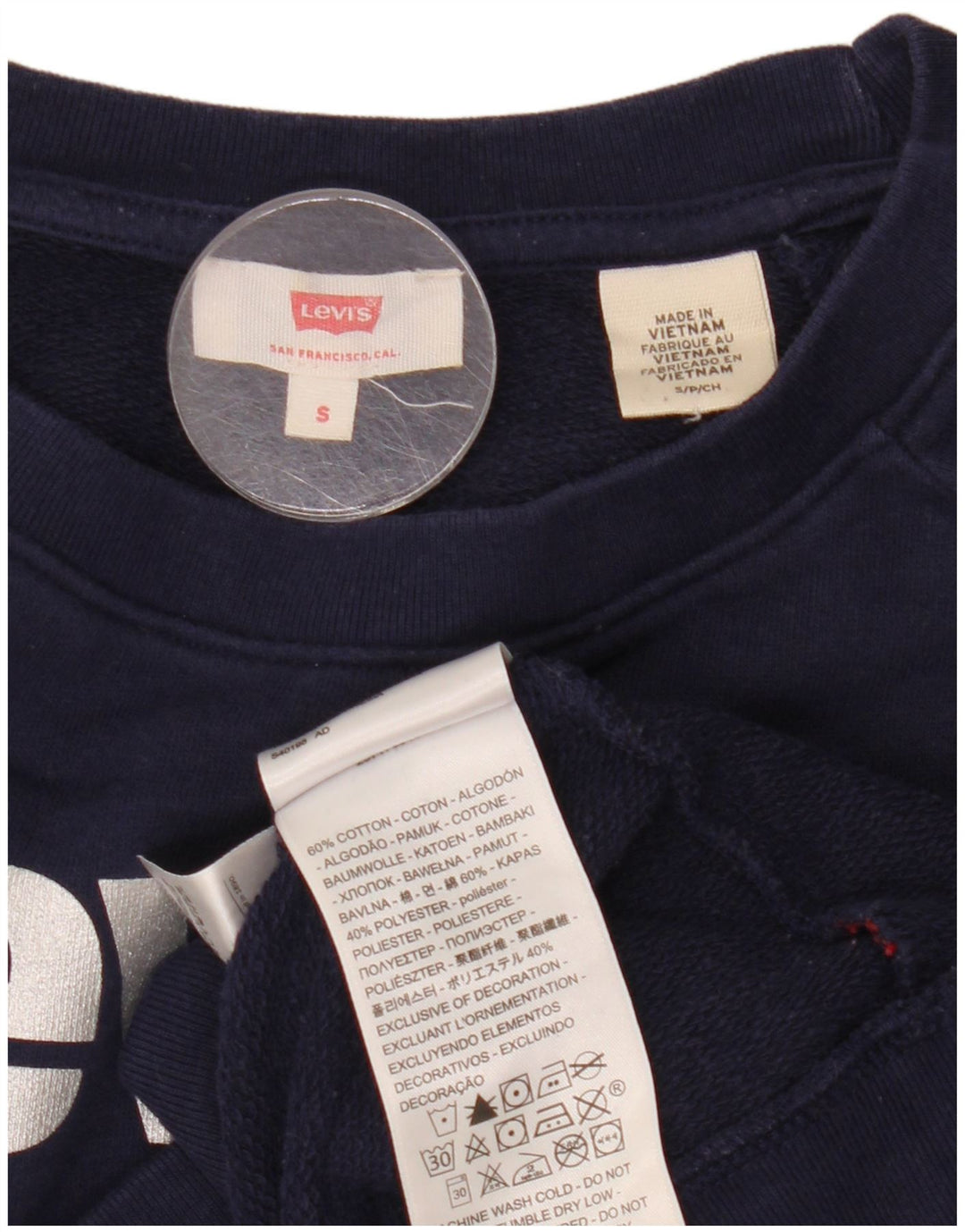 Женский джемпер большого размера с рисунком Levi's UK 10, маленький, темно-синий