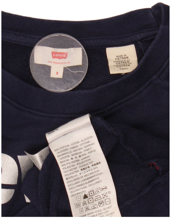 Женский джемпер большого размера с рисунком Levi's UK 10, маленький, темно-синий
