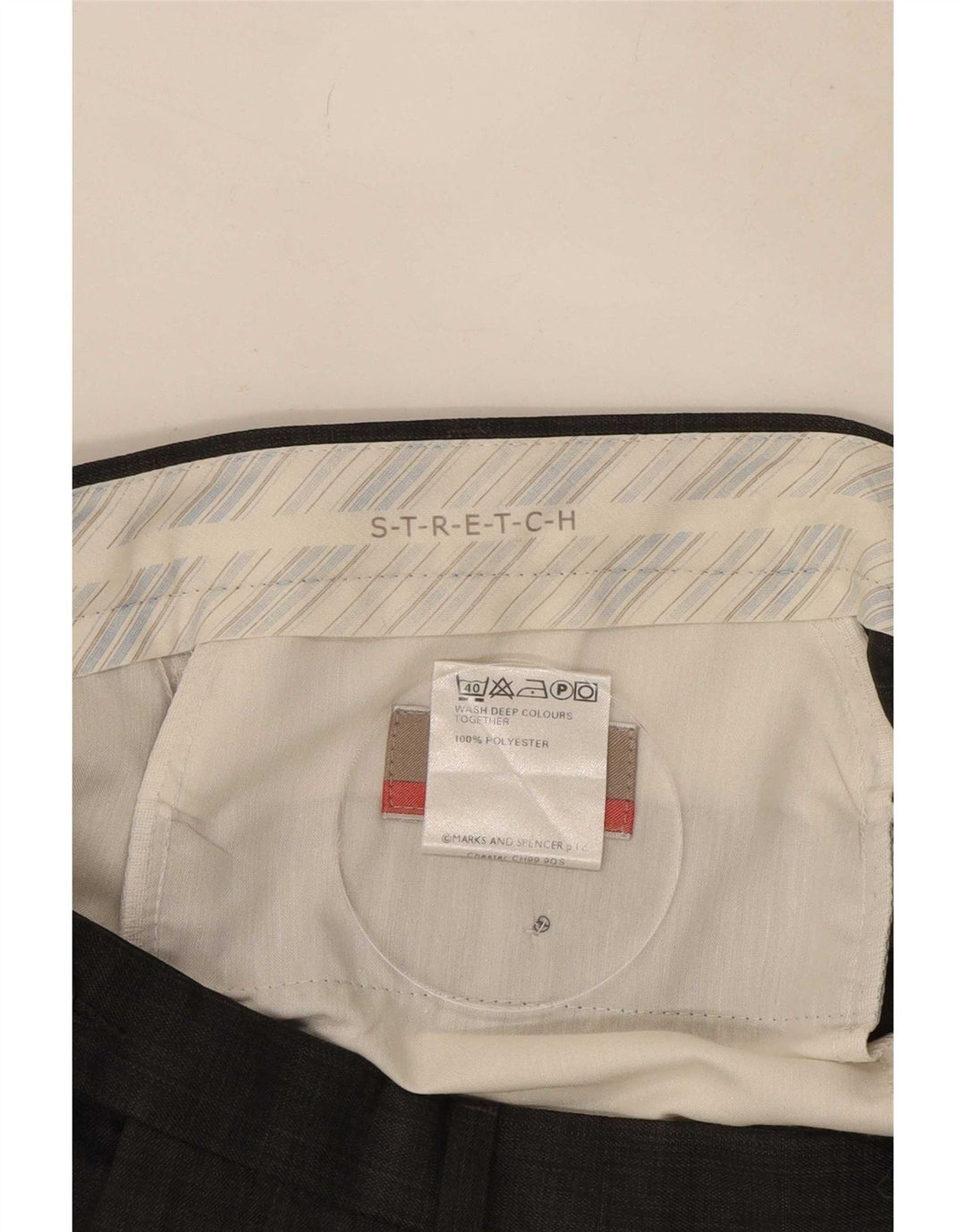 Мужские эластичные костюмные брюки Marks & Spencer W36 L31 из серого полиэстера
