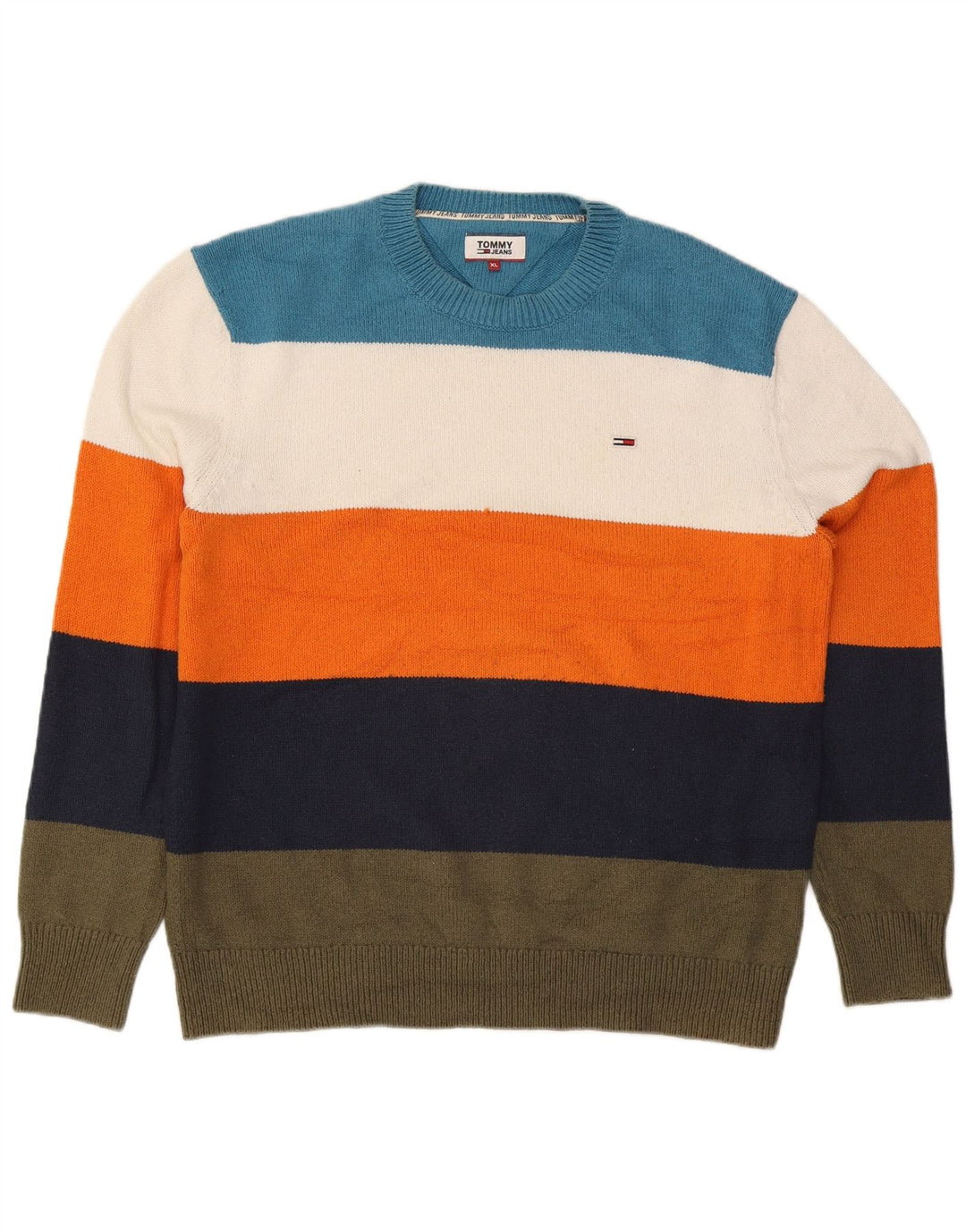 Мужской джемпер с круглым вырезом Tommy Hilfiger XL в разноцветную полоску