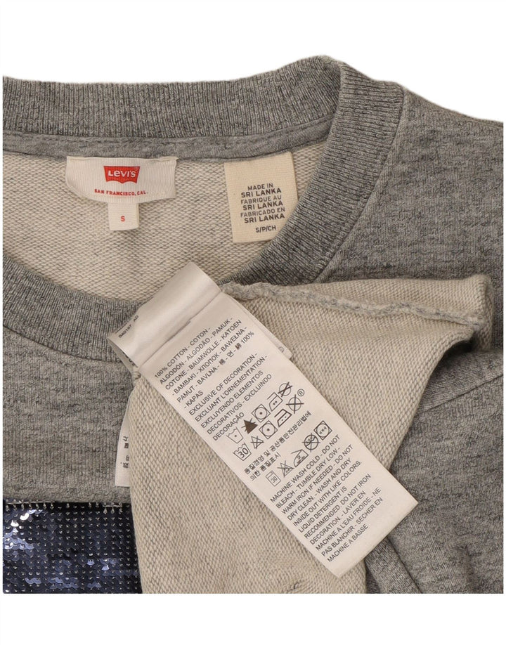 Женский укороченный свитер оверсайз Levi's, размер UK 10, маленький, серый, хлопок