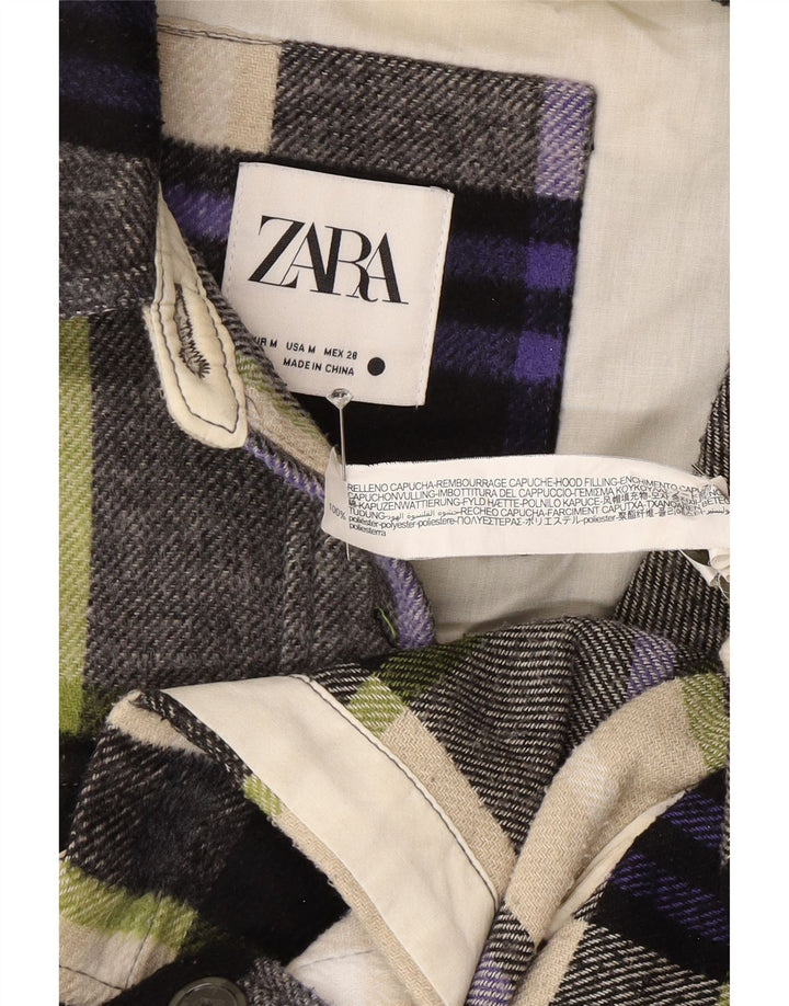 Женское платье-рубашка оверсайз с длинным рукавом Zara UK 14, средний разноцветный