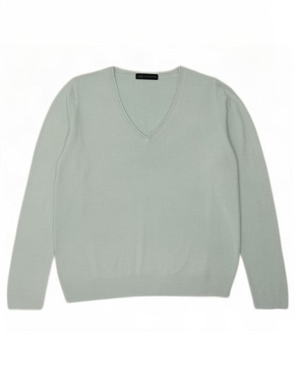 Женский джемпер с v-образным вырезом Marks & Spencer UK 18 XL, синий акрил