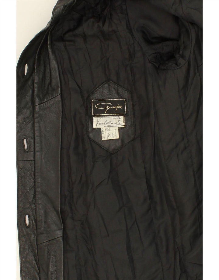 VINTAGE Womens Oversized Leather Jacket IT 40 Small Black Leather Vintage Vintage and Second-Hand Vintage from Messina Hembry 