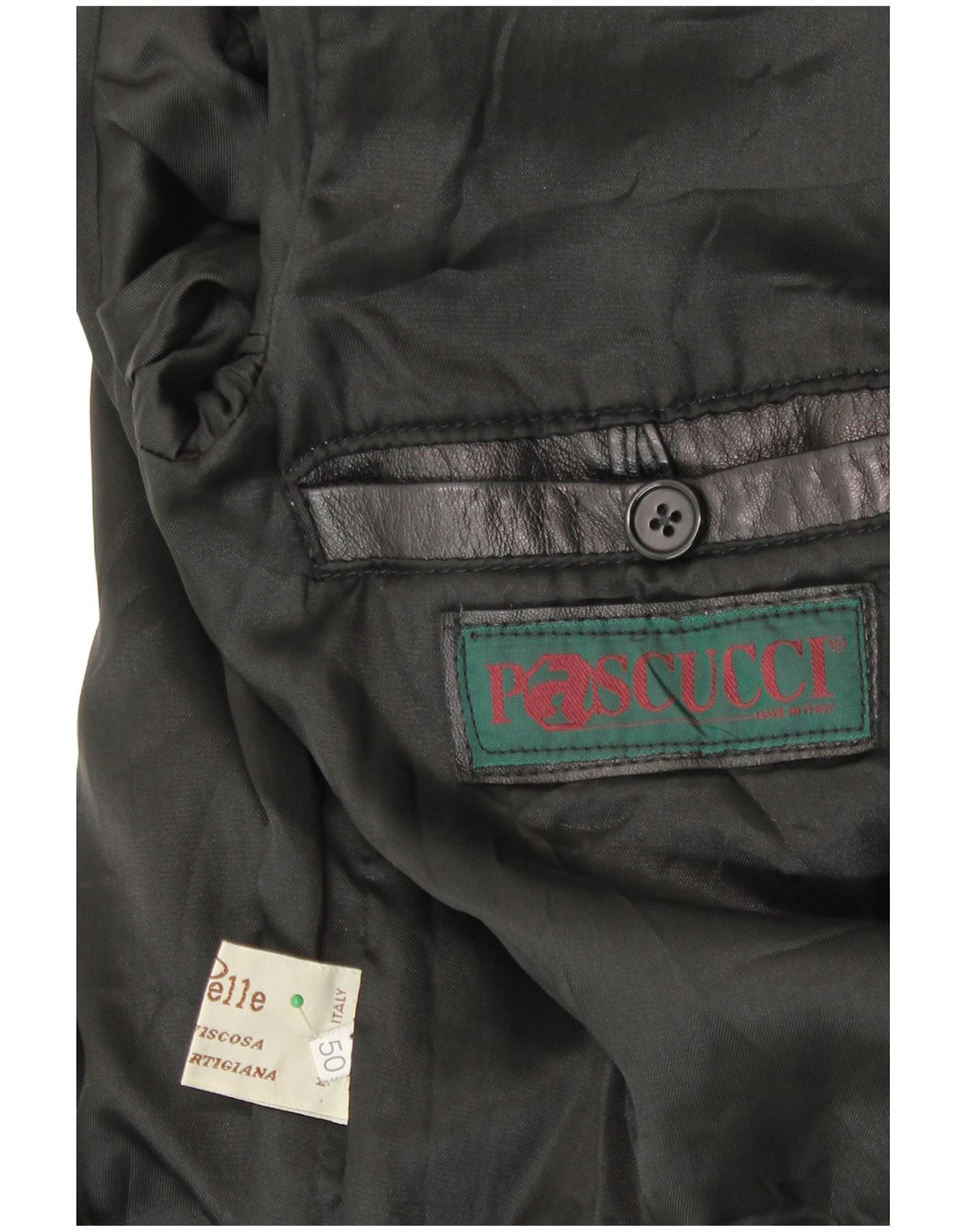 PASCUCCI Мужское двубортное кожаное пальто IT 50, большое, черное кожаное