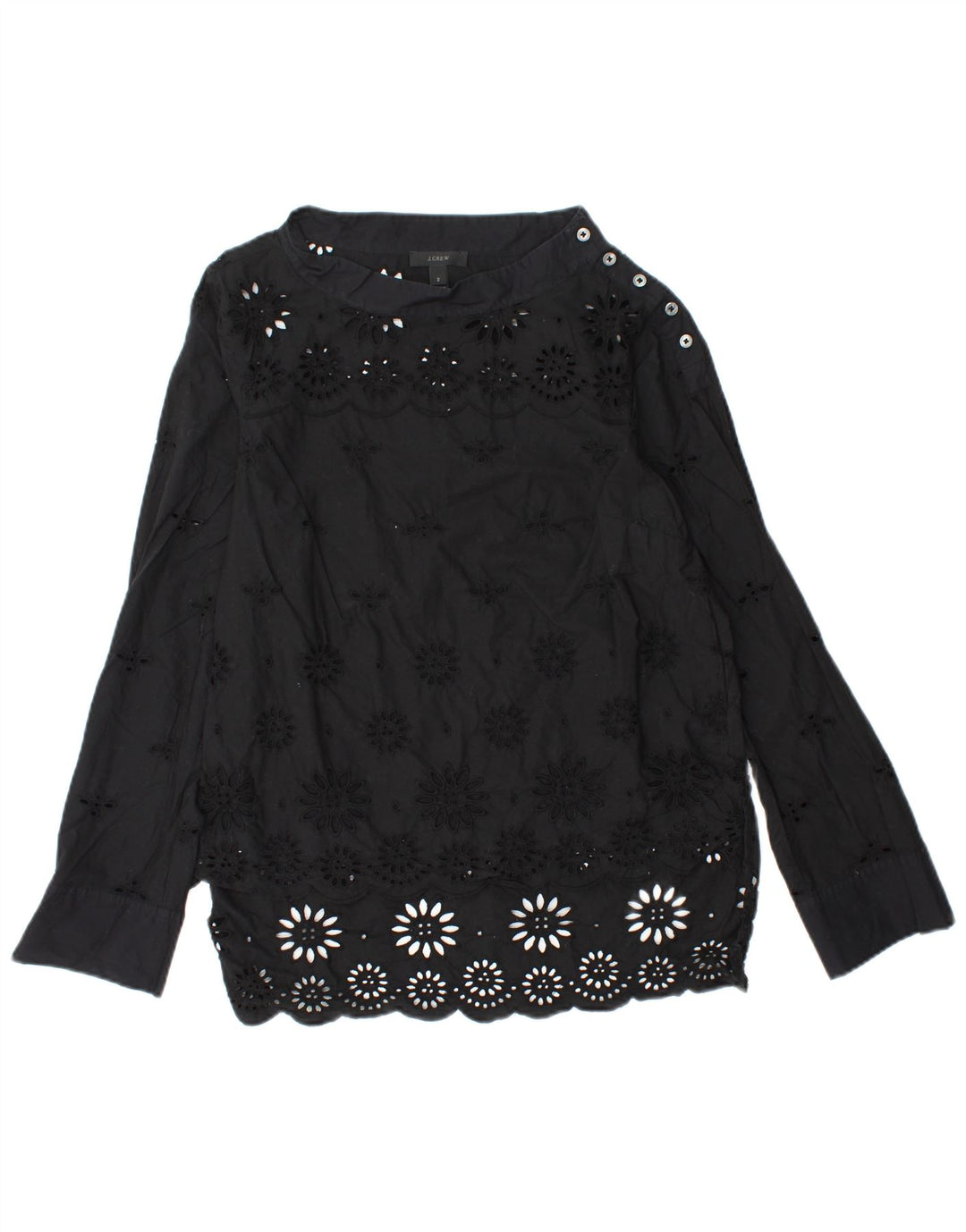 Женская блузка с длинным рукавом J. CREW, США 2 XS, черный хлопок с цветочным принтом