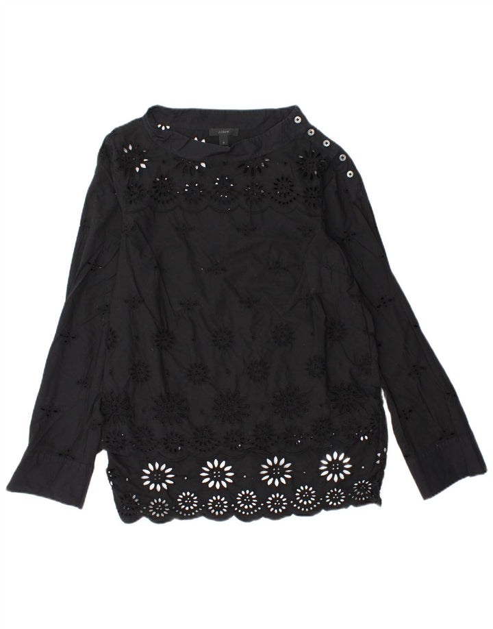Женская блузка с длинным рукавом J. CREW, США 2 XS, черный хлопок с цветочным принтом