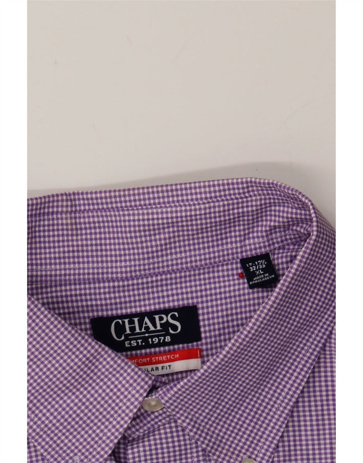 CHAPS Mens Regular Fit Shirt Size 17 1/2 XL Purple Gingham Cotton Vintage Chaps and Second-Hand Chaps from Messina Hembry 