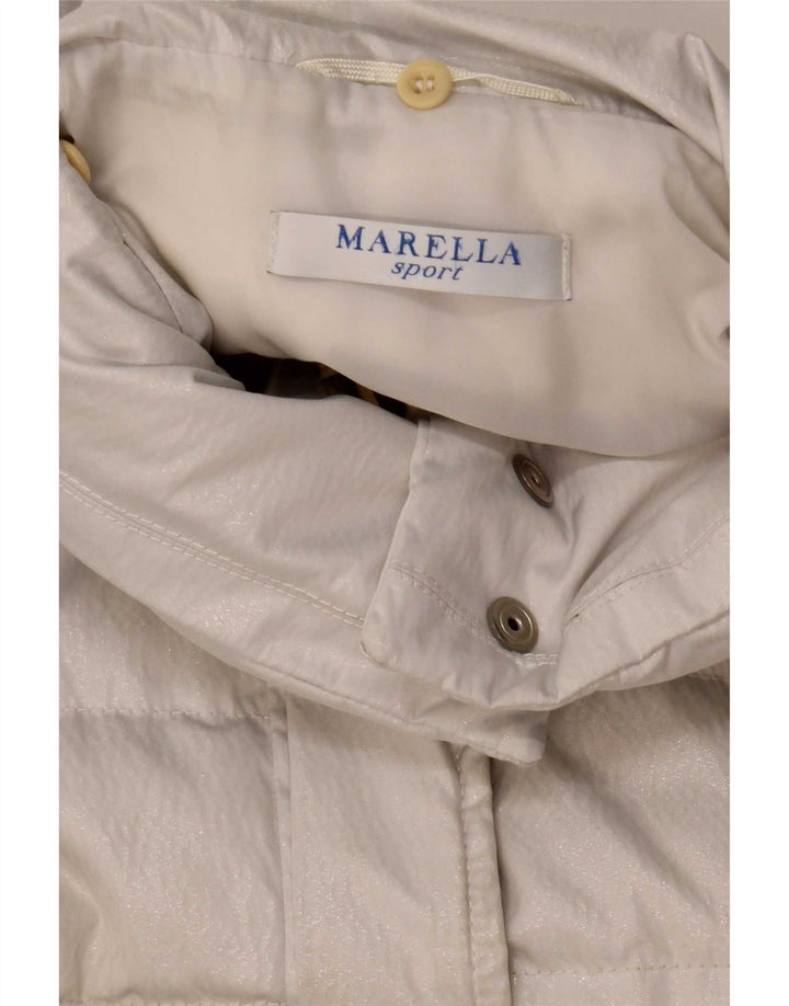 Женское стеганое пальто Marella UK 12, средний белый полиэстер