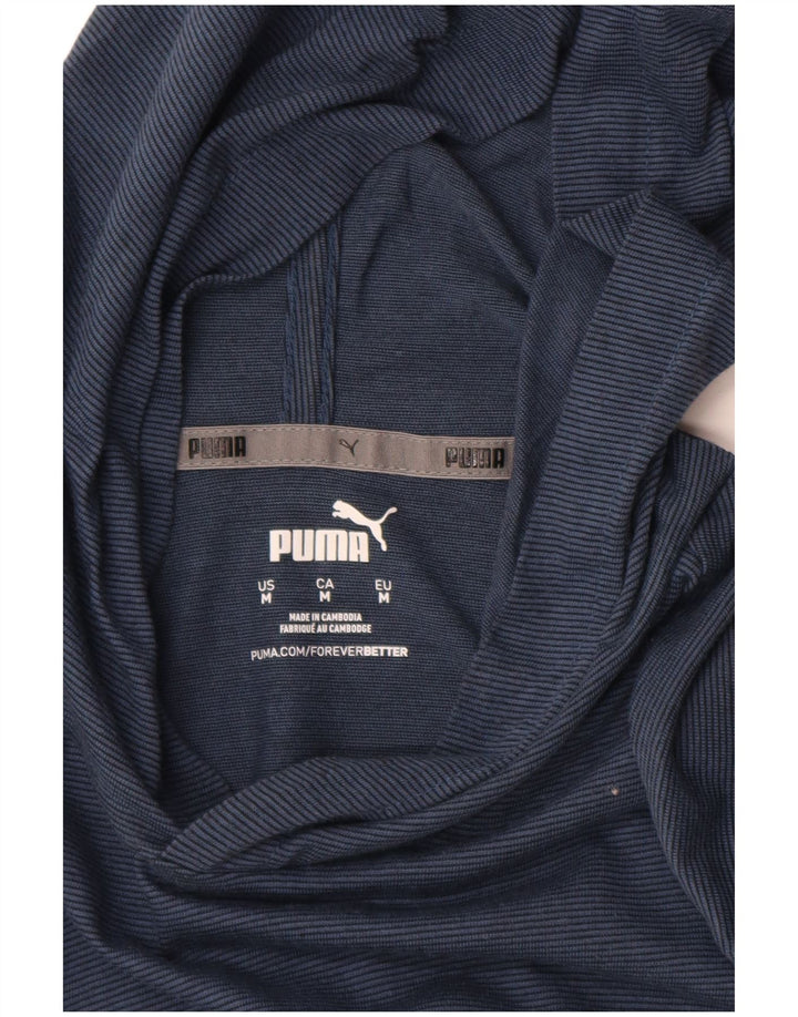 Мужской топ с капюшоном PUMA с длинным рукавом, средний темно-синий в тонкую полоску