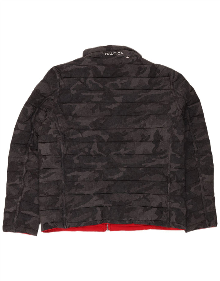 Мужская двусторонняя стеганая куртка NAUTICA UK 40, большая, черная, камуфляжная