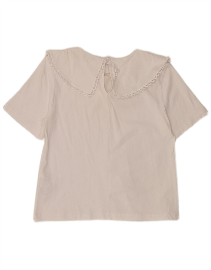 Женская блузка Zara Top UK 14, большой белый хлопок