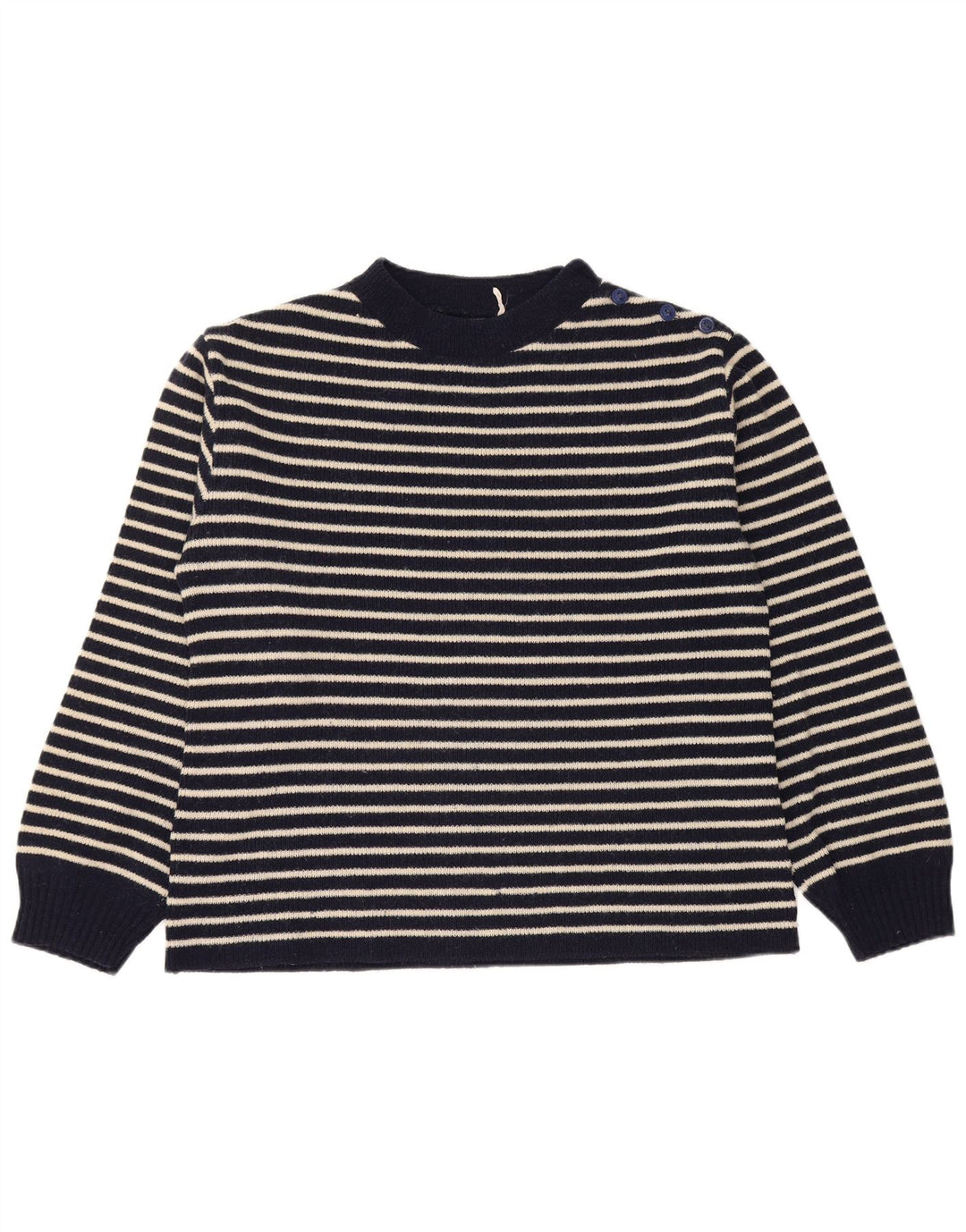 Винтажный женский джемпер на пуговицах, свитер UK 14, средний темно-синий морской цвет