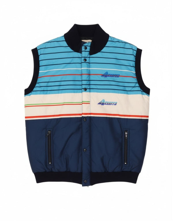 Мужской утепленный жилет Azzurra UK 40, большой темно-синий с цветными блоками