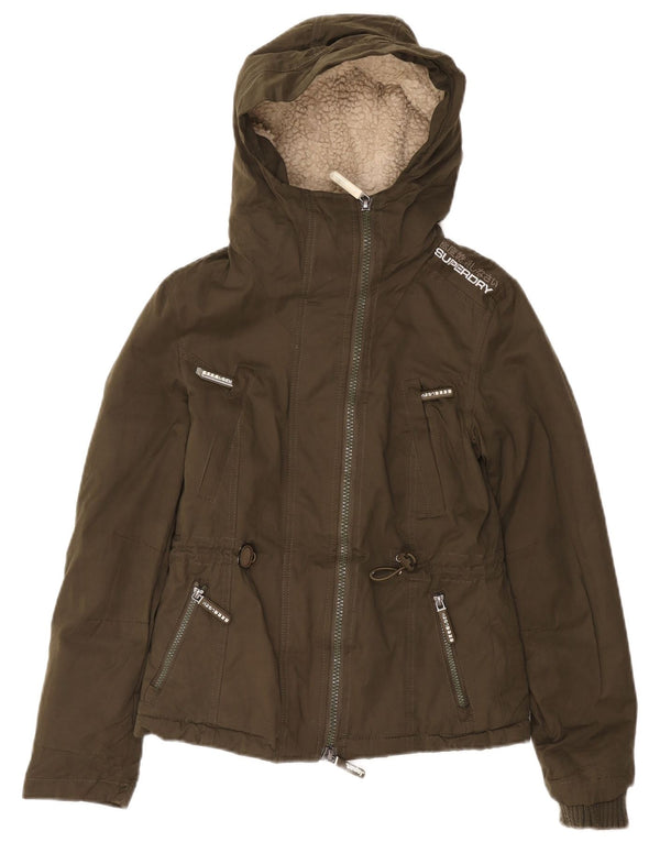 Женская куртка Superdry The Windparka с капюшоном UK 6 XS, зеленый полиэстер