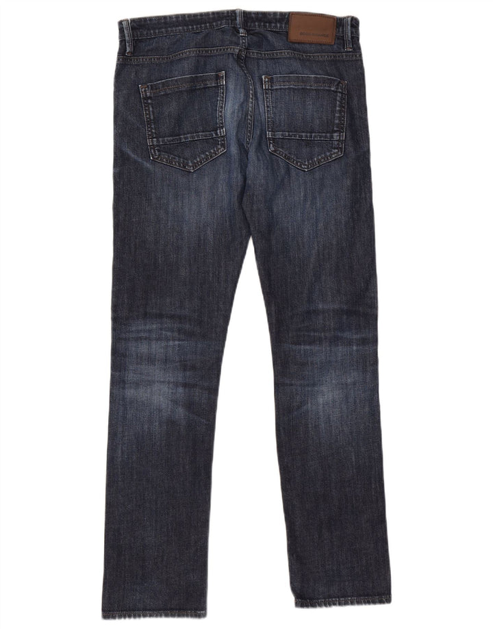 Мужские прямые джинсы Hugo Boss W33 L32 темно-синие, хлопок