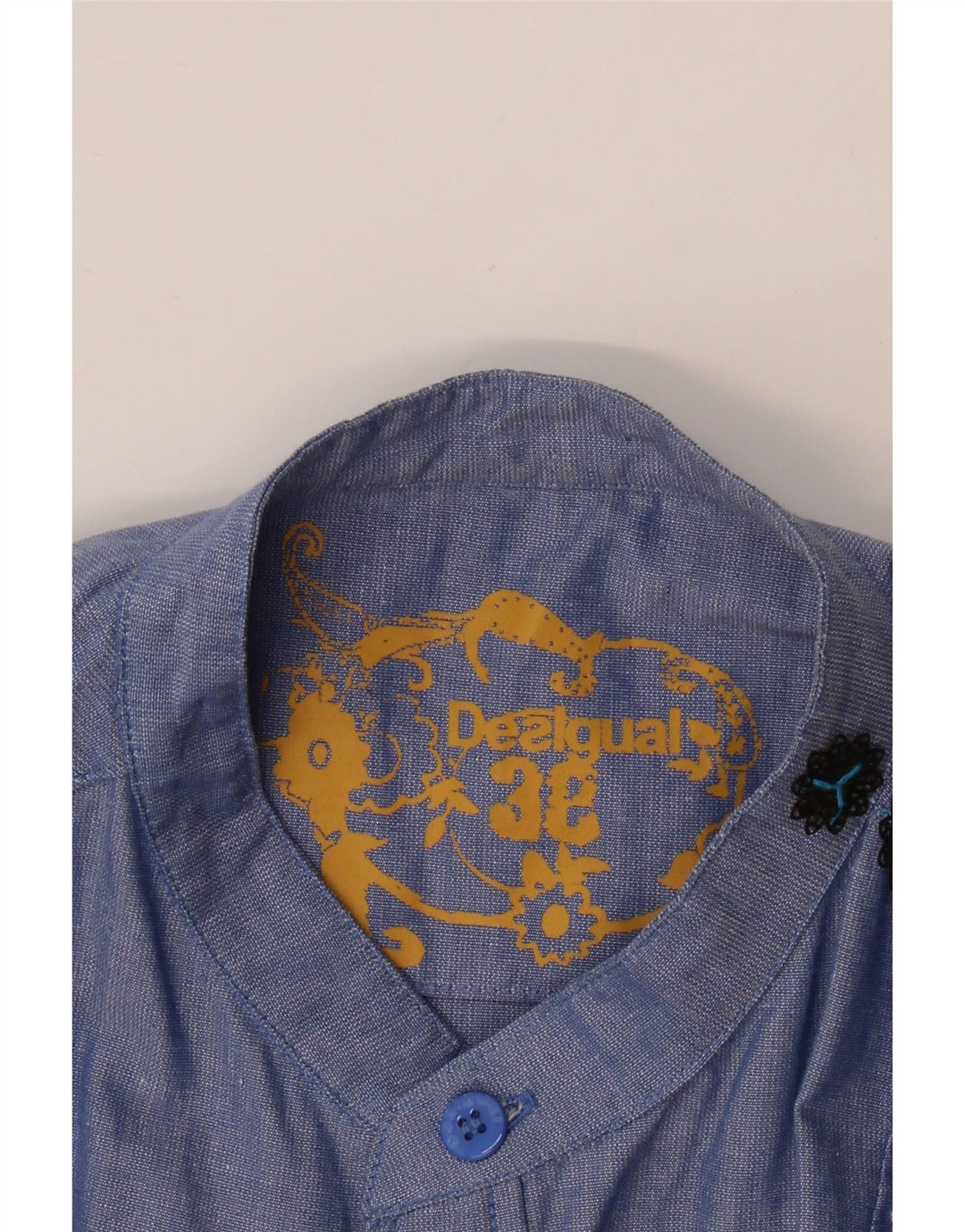 DESIGUAL Womens Sleeveless Sheath Dress UK 10 Small Blue Patchwork Vintage Desigual and Second-Hand Desigual from Messina Hembry 