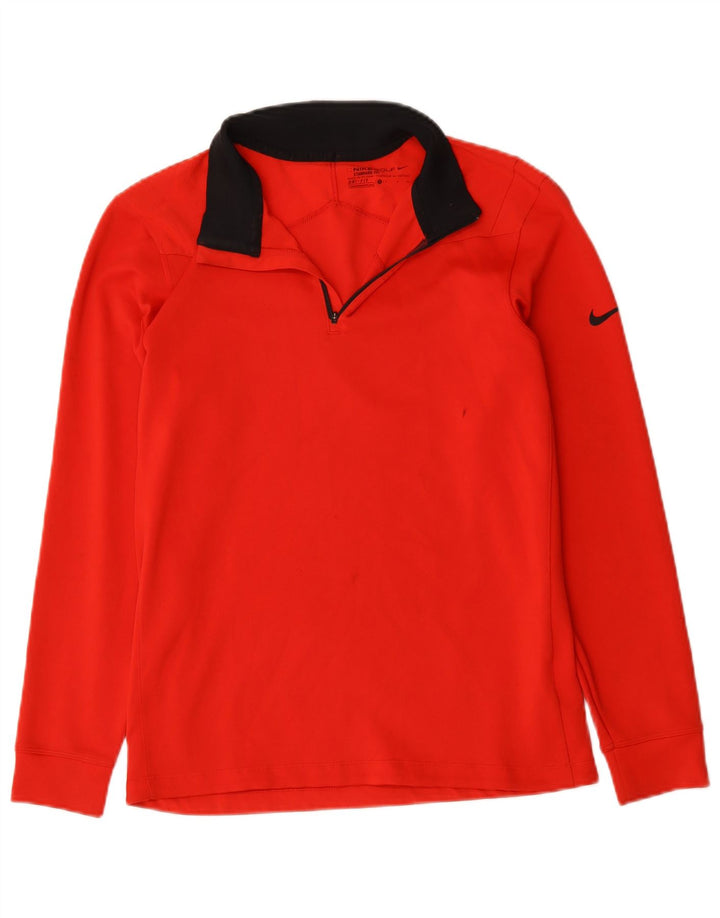 Мужской топ Nike Dri Fit с воротником на молнии и длинными рукавами, маленький красный полиэстер