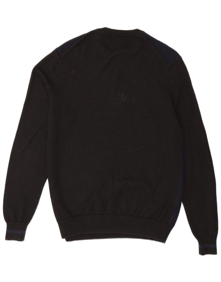 Мужской джемпер с круглым вырезом Fred Perry, большой темно-синий шерстяной свитер с цветными блоками