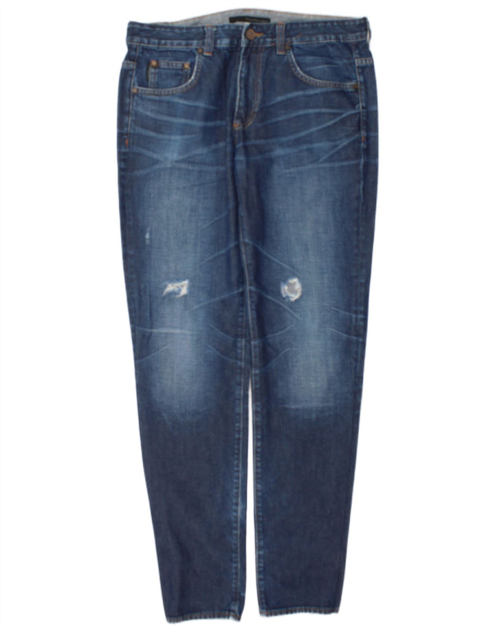 Мужские потертые узкие джинсы Calvin Klein Regular W32 L34, синий хлопок